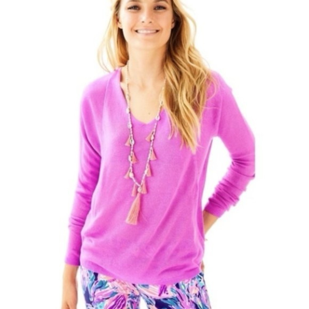 Lilly Pulitzer - Stasia V Neck Lightweight Long Sleeve Bright Soft Sweater SZ XS